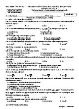 Đề khảo sát chất lượng học kỳ I môn Vật lý Lớp 10 - Mã đề 166 - Năm học 2019-2020 - Sở giáo dục và đào tạo Vĩnh Phúc
